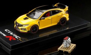 ホビージャパン 1/64 ホンダ シビック Type R リミテッドエディション (FK8) 2020 エンジンディスプレイモデル付（サンライトイエローII