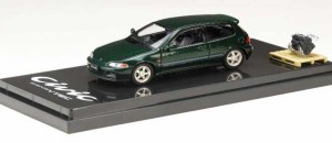 ホビージャパン 1/64 Honda CIVIC (EG6) SiR-S / エンジンディスプレイモデル付 (ロザンヌグリーンパール）【HJ641017SG】ミニカー  返品