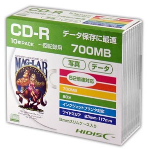 HIDISC HDCR80GP10SC 52倍速対応CD-R　10枚パックデータ用700MB ホワイトプリンタブルハイディスク[HDCR80GP10SC] 返品種別A
