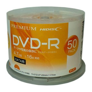 HIDISC HDVDR47JNP50 データ用DVD-R 16倍速対応 50枚パック4.7GB ホワイトプリンタブルハイディスク[HDVDR47JNP50] 返品種別A