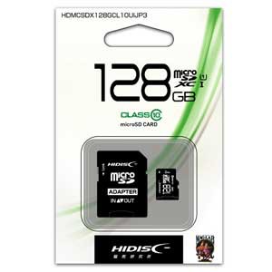 HIDISC HDMCSDX128GCL10UIJP3 microSDXCメモリカード 128GB CLASS10 UHS-I[HDMCSDX128GCL10UIJP3] 返品種別A