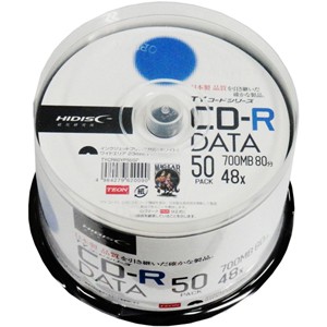 HIDISC TYCR80YP50SP データ用700MB 48倍速対応CD-R 50枚パック　ワイドプリンタブル[TYCR80YP50SP] 返品種別A