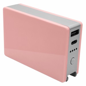 ラスタバナナ モバイルバッテリー Type-C1ポート/USB1ポート AC付リチウム充電器 5000mAh 3A（ピンク）  RLI050AC3A01PK返品種別A