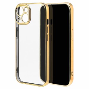 ラスタバナナ 7596IP361TP iPhone15（6.1inch/2眼）用 極限保護TPUメタルフレームケース ソフト（ゴールド）[7596IP361TP] 返品種別A