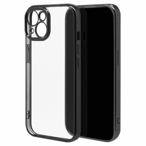 ラスタバナナ 7597IP361TP iPhone15（6.1inch/2眼）用 極限保護TPUメタルフレームケース ソフト（ブラック）[7597IP361TP] 返品種別A