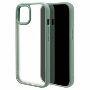 ラスタバナナ 7616IP361HB iPhone15（6.1inch/2眼）/14/13用 ハイブリッドケース RHINO TPU×アクリル 2H MIL規格（グリーン×フロストホ