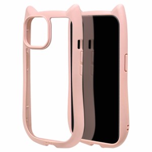 ラスタバナナ iPhone15（6.1inch/2眼）/14/13用 猫耳ケース ハイブリッド MIMI TPU×PC（スモーキーピンク）  7638IP361HB返品種別A