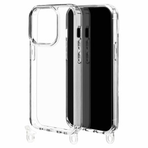 ラスタバナナ 7703IP361PHB iPhone15 Pro（6.1inch/3眼）用 ハイブリッドケース TPU×PC 2WAY ストラップホールパーツ脱着式（クリア）[7