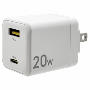 ラスタバナナ RACCA20W02WH PD20W対応 TYPE-C1ポート/USB1ポート AC充電器（ホワイト）[RACCA20W02WH] 返品種別A