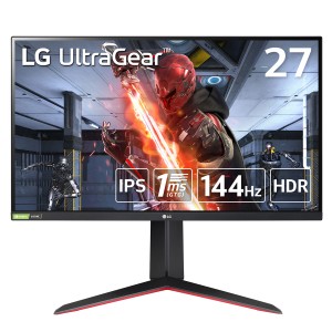 LG 27GN65R-B [27型 LG UltraGear /フルHD/IPS/144Hz/1ms(GTG)/G-SYNC Compatible/FreeSync Premium/HDR/HDMI、DisplayPort/ピボット、高