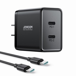 JOYROOM（ジョイルーム） 40W デュアルポート急速充電器 PD対応 Type-C×2ポート ACアダプター USB-Cケーブル付属  JR-TCF09返品種別A