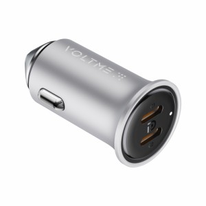 VOLTME(ボルトミー) D2025 PD対応 30W出力 USB-C×2ポート 車載用充電器（シルバーグレイ）Cazo[D2025] 返品種別A