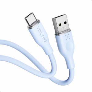 VOLTME(ボルトミー) C2122 QC3.0対応 データ転送/充電 シリコンケーブル USB-A＆USB-C 60W 1m（ブルー）[C2122] 返品種別A