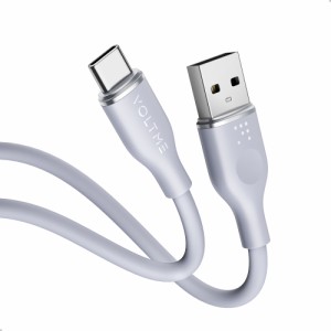 VOLTME(ボルトミー) C2124 QC3.0対応 データ転送/充電 シリコンケーブル USB-A＆USB-C 60W 1m（グレー）[C2124] 返品種別A