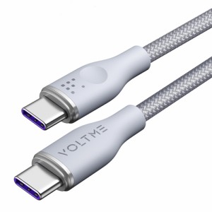 VOLTME(ボルトミー) 5A・100W データ転送/急速充電 高耐久編み込み ナイロンケーブル USB-C＆USB-C 1m（グレー） C2169(VOLTME)返品種別A