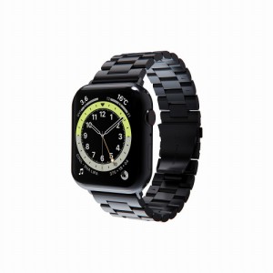 miak SFBMA-W4244BK Apple Watch 45mm(Series7)/44mm(SE/6/5/4)/42mm(3/2/1)用 METAL BAND（ブラック）[SFBMAW4244BK] 返品種別A