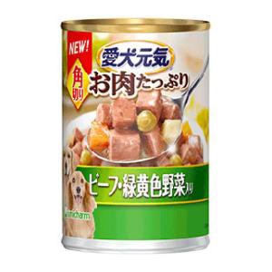 ユニ・チャーム 愛犬元気 缶 角切り ビーフ・緑黄色野菜入り 375g 返品種別B