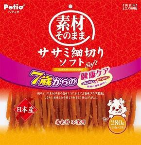 ペティオ 素材そのまま ササミ細切りソフト 7歳からの健康ケア 280g（140g×2袋） 返品種別B