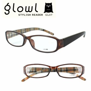 老眼鏡 おしゃれ レディース メンズ リーディンググラス 男性用 女性用 glowl ブラウン 茶 レトロ レンズシェープ チェック セルフレーム