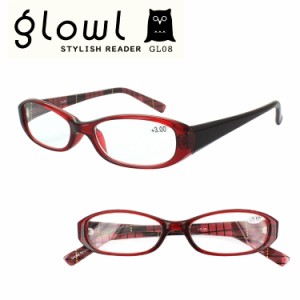 老眼鏡 おしゃれ レディース メンズ リーディンググラス 男性用 女性用 glowl レッド 赤 レトロ レンズシェープ チェック セルフレーム G