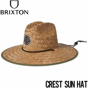 ストローハット 麦わら帽子 BRIXTON ブリクストン CREST SUN HAT 11026 TAN/OLIVE SURPLUS 日本代理店正規品