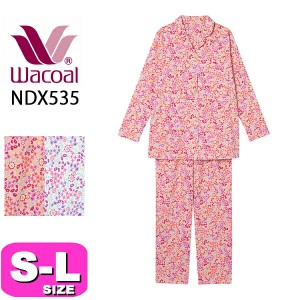 ワコール wacoal NDX535 リラックス＆スリープ ミントン パジャマ ルームウェア 長袖 長ズボン 前開き  綿100％ S M Lサイズ