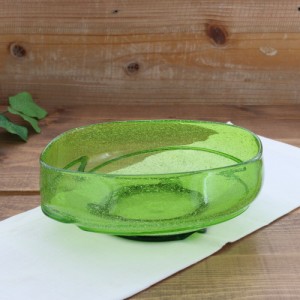 ガラス製 鉢 20cm 手吹きガラス 緑 アウトレット 中鉢 ガラス食器 ガラス製 デザート皿 盛り鉢 盛り皿 おしゃれ レトロ かわいい カラフ