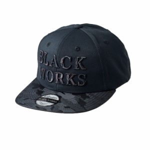 がまかつ GM9895 フラットブリムキャップ(BLACK WORKS) M ブラック/ブラック