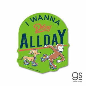 おさるのジョージ ダイカットステッカー アニメ  I WANNA Play ALLDAY1 ユニバーサル イラスト キャラクター かわいい CG032