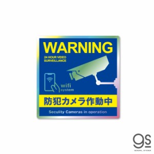 防犯ステッカー 防犯カメラ作動中 ホログラム 青 WARNING セキュリティ 防犯対策 侵入防止 ダミー ドア 窓 注意 警告 GSJ389