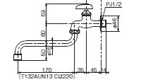 TOTO 単水栓 自在水栓 パイプ170ｍｍ T130AUN13C