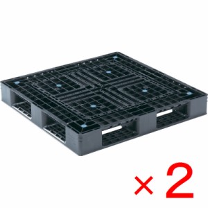 【法人限定】サンコー プラスチックパレット 1100X1100X150mm D4-1111-6N 再生ブラック 2台セット販売 【メーカー直送・代引不可】