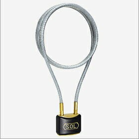 SOL HARD ソールハード 南京錠 No.3800 カラーワイヤーロック 黒 30mm ワイヤー長75cm