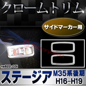 ri-ns822-03l サイドマーカー用 STAGEA ステージア (M35系後期 H16.08-H19.06 2004.08-2007.06) NISSAN 日産 クロームメッキトリム ガー