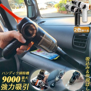 ハンディクリーナー 車載掃除機 家庭用 コードレス 車用 カークリーナー 浮き輪空気入れ 9000Pa 強力吸引力 パワフル USB充電式 乾湿両用