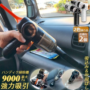 ハンディクリーナー 車載掃除機 家庭用 コードレス 2個セット 車用 カークリーナー 浮き輪空気入れ 9000Pa 強力吸引力 パワフル USB充電