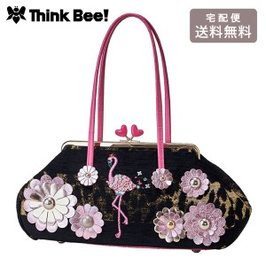 Think Bee! ピンクフラミンゴ口金バッグ A003695 送料無料 レディース かばん バッグ ハート レオパード柄 スパンコール 和