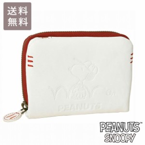 スヌーピー スポーツ 二つ折り財布 ホワイト 送料無料 73035 財布 ピーナッツ キャメル PEANUTS SPORTS SNOOPY 野球 ラウンド 本革 レザ