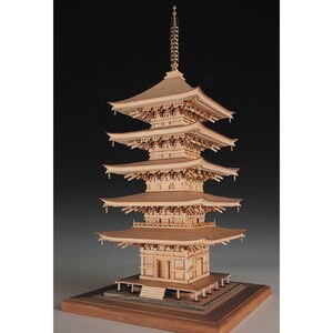 ウッディジョー木製建築模型1/75瑠璃光寺五重塔レーザーカット加工