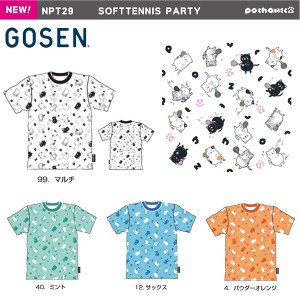 【予約販売】GOSEN NPT29 ぽちゃ猫 SOFTTENNIS PARTY 半袖Tシャツ(ユニ/メンズ) pochaneco 2020年春企画 ソフトテニスウェア ゴーセン【