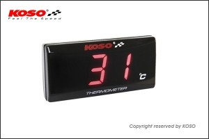 KN企画   KOSO スーパースリムスタイルメーター温度計レッド表示 KS-M-TR