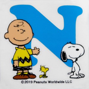 スヌーピー PEANUTS イニシャルステッカー スヌーピー N ステッカー カー用品 ブルー