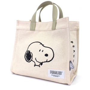 スヌーピー PEANUTS フェイス 2Way トートバッグ ショルダー ナチュラル Mサイズ