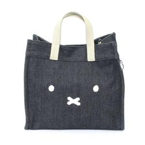 ミッフィー miffy フェイス 2Way トートバッグ ショルダー デニムブラック Mサイズ