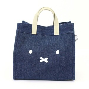 ミッフィー miffy フェイス 2Way トートバッグ ショルダー デニムブルー Mサイズ