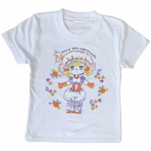 水森亜土 キッズTシャツ ハナ ホワイト 120cm 亜土ちゃん(PWD)