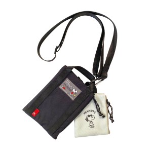 スヌーピー IP.Lanyard.PEANUTS-8K スマホショルダー バッグ ブラック  ルートート