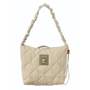 スヌーピー SNOOPY 2Way キルト ショルダー トートバッグ Beige