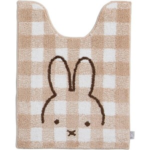 ミッフィー miffy チェックライン ロングトイレマット ベージュ ポイントマット トイレ