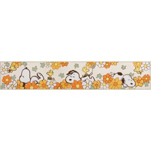 スヌーピー 花いっぱい ロングマット【45×240cm】 オレンジ キッチン SNOOPY